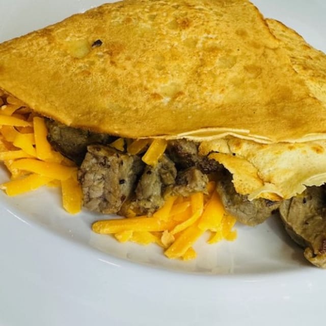 Steak and Cheese Crepe.
